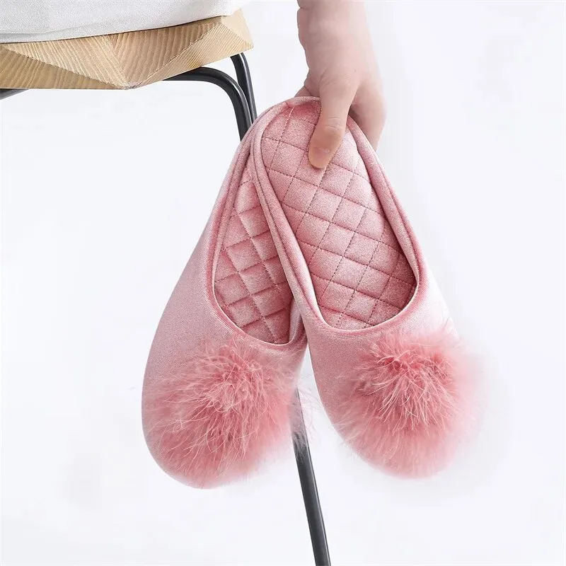 Pallene Winter Fluffy Fur Slippers For Women Soft Fuzzy Feather