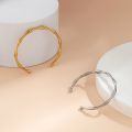 Punk Gold Color Bamboo Joint Open Cuff Bangles 2023 Trend Bracelet for Women Men Classic Charm Bracelet Couple Hand Jewelry Gift.