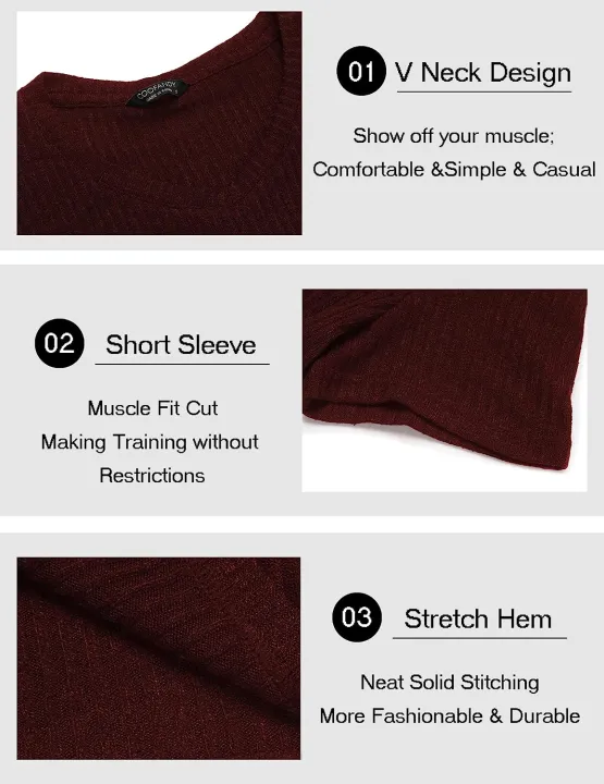 COOFANDY%20Men's%20Muscle%20T%20Shirts%20Stretch%20V%20Neck%20Bodybuilding%20Workout%20Tee%20Shirts%20-%20Image%206