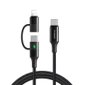 Mcdodo CA-712 2-in-1 60W Type-C to Lightning + Type-C Fast Charging Data Cable With Led Function -1.2m. 