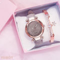 LooKeo Mall 2pcs Set Luxury Fashion Women Quartz Watches And Diamond Bracelet Clock Wristwatch No Box.