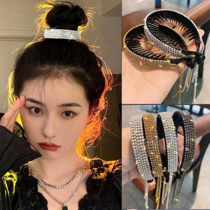 Rhinestone Hair Clips Hair Kakra Styling Glitter Hairpin Sparkly Bun Clip Ponytail Holder Hair Accessories for Women