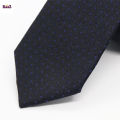 Navy Blue Dot Men Premium Embroidery Cotton Silk Neck Tie.