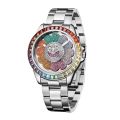 Funny Watch For Men Luxury Diamond Rotating Sunflower Dial Watches Man Fashion Steel Luminous Waterproof Wristwatch New. 