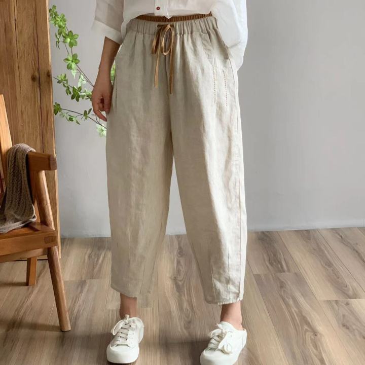 Artistic%20Retro%20Leisure%20Style%20Linen%20Elastic%20Waist%20All-Match%20Summer%20Harem%20Pants%20-%20Image%205