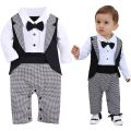 Boy baby party dress black tie romper. 