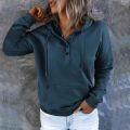 Fashion Women's Pullover Hoodies Tops Casual Solid Colors Button Down Long Sleeve Hooded Pocket Sweatshirts Sudaderas Mujer#35.