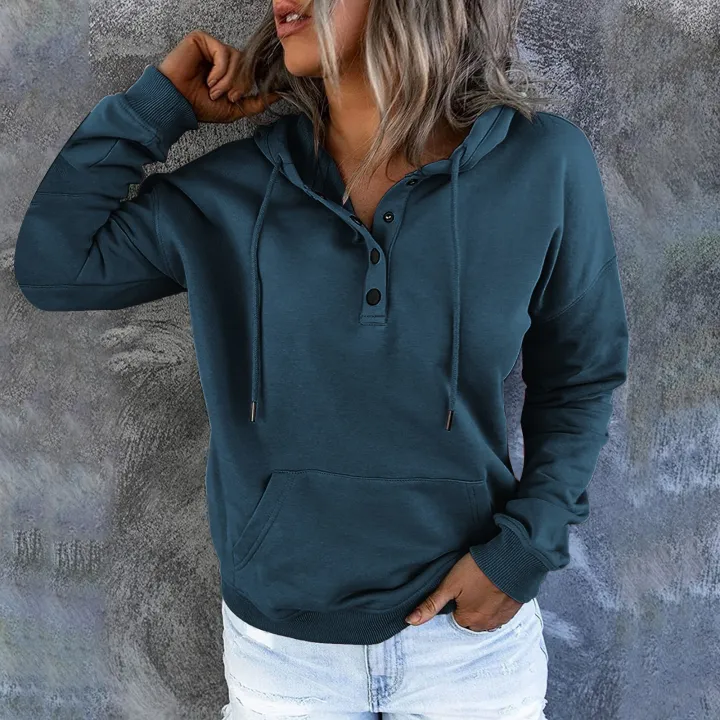 Fashion%20Women's%20Pullover%20Hoodies%20Tops%20Casual%20Solid%20Colors%20Button%20Down%20Long%20Sleeve%20Hooded%20Pocket%20Sweatshirts%20Sudaderas%20Mujer#35%20-%20Image%205