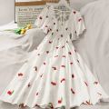 Summer Super Fairy White, Strawberry Printed Dress Women's Beautiful Bk 2021 New Ling Mid-Length Dress Ins Fashion.