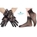 Net hand gloves and socks for woman. 