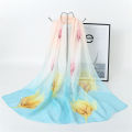 2024 Summer New Women's Lucky Bird Girl Chiffon Long Silk Scarf, Yiwu Small Scarf, Flower Scarf, Scarf, 38 Festival. 
