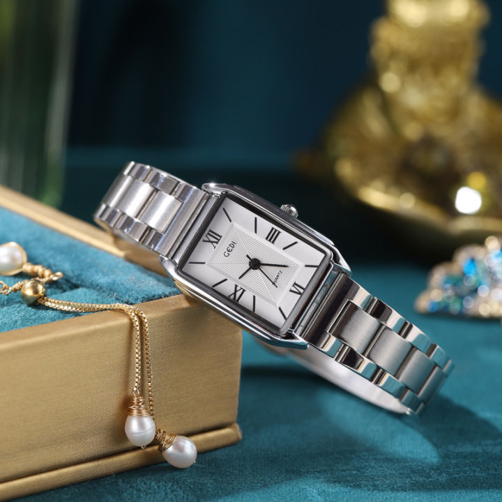 Classic Simple Square Watch Women's Instagram Style Niche Fashion Light Luxury High-end Korean Style All-match Steel Band Women's Watch