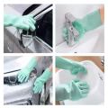 Reusable Multipurpose Magic Silicone Dishwashing Gloves Wash Scrubber Cleaning Gloves. 