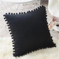 Decorative Throw Pillow Covers For Couch Bed Soft Particles Velvet Solid Cushion Covers With Pom Poms. 