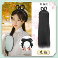 Hanfu wig integrated hairband, lazy person, style bun, female hand, remnants of party, ancient costume, full head set, soft hair band. 