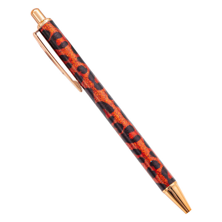 Stationery School Office Supply Leopard Ballpoint Pens Sparkly Click Ball Pens Metal Pen