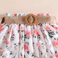 GC Baby Girls Outfits Ruffle Off Shoulder Crop Tops Floral Print Shorts Skirt Set Toddler Summer Clothes.