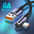 CASIFY G1 6A 120W Elbow Cable USB to Type C Cable 90 Degree Type C Elbow Cable Fast Charing Cable Data Cable 120W Fast Charging Cable 1M. 