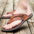 Luxury Brand Flip Flops Soft comfortable Microfiber Leather Slippers Beach Slipper Flip Flop Summer Shoe For Men size 47 Zapatos.