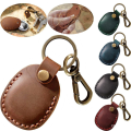 Leather Airtag Case Holder Keychain, Portable Handmade Genuine Leather Air Tag Holder with Keyring Full Coverage Protective Case. 