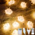 LED Smlie Cloud String Lights Fairy Garland Curtain Children Bedroom Lamp Chian New Year Christmas Garden Outdoor Decoration--White Light--4.5M Remote Control. 