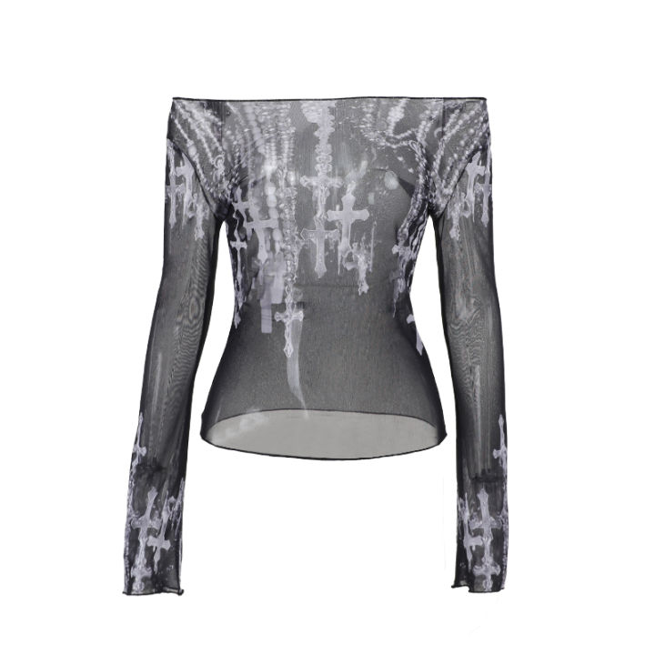 %E3%80%90Best%20value%20for%20money%E3%80%91%20Goth%20Lace%20Mesh%20See%20Through%20Long%20Sleeve%20T-Shirts%20Y2K%20Pearl%20Print%20Off%20Shoulder%20Slim%20Tops%20Women%20Summer%20New%20Fashion%20Tees%20-%20Image%204