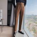 British Dress Pants For Men Clothing 2023 Fashion High Waist Men's Pants Elegant Business Formal Wear Men Trousers High Quality. 
