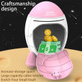 Piggy Bank For Boys Girls Cartoon Space Rocket Large-capacity Money Saving Box Desktop Decoration For Birthday Gifts. 