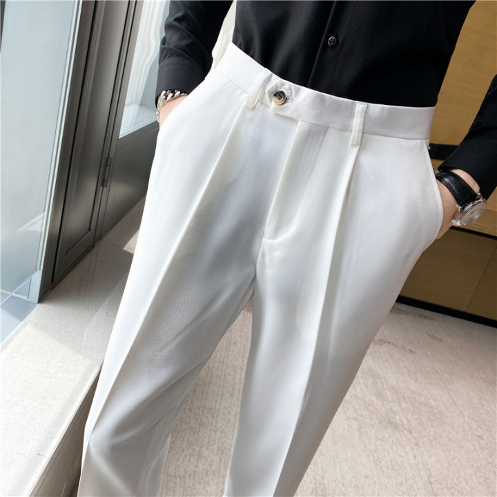 green emerald velvet dress Mens Slim fit Dress Pants Flat-Front