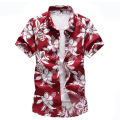 Men floral printed Slim Short sleeve shirts Summer Hawaiian vacation Party casual red blue black Shirt camisa masculina 6XL 7XL.