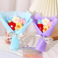 Colorful Crochet Bouquet Elegant Lightweight Hand Knitted Artificial Flower Mini Size Flower Arrangement for Valentine Wedding. 