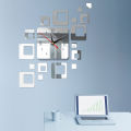 【Special offer】 Creative European 3D Wall Clock Study Diy Square Combination Wall Stickers Quartz Living Room Decoration 1Set. 