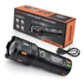 Sonford High Power Super Bright Rechargeable Flashlight | Handheld LED Torch Light with 40,000 Battery | Zoomable with 4 Light Modes | Long Runtime Torch with Holster for Camping, Emergency, Outdoor, and Home Use. 