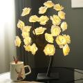 Rose Flower Tree Lamp, 24 White Roses Table Lamp, Lighted Tabletop Tree for Home Wedding Bedroom Decoration Gift. 