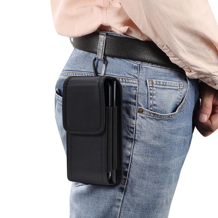 Nylon%20Waterproof%20Dual%20Pouch%202%20Phone%20Belt%20Clip%20Case%20Holder%20For%20iPhone%2015%2014%2013%2012%20Pro%20XS%20Max%207%208%20Plus%20Men%20Tool%20Waist%20Bag%20Holster%20-%20Image%206