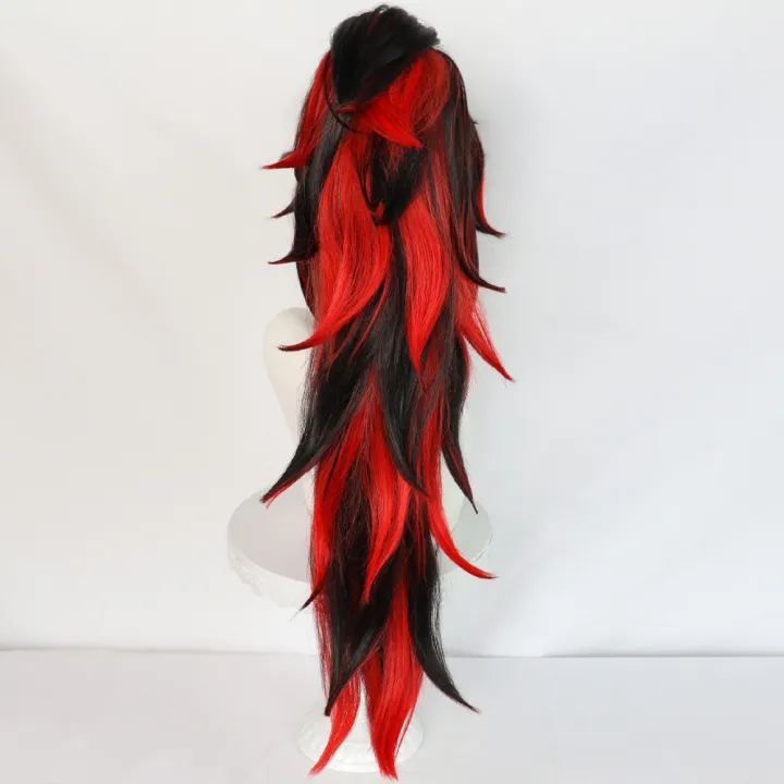RANYU%20Synthetic%20Women%20and%20Men%20Tsugikuni%20Yoriichi%20Wigs%20Long%20Black%20Red%20Mix%20Anime%20Cosplay%20Hair%20Heat%20Resistant%20Wig%20for%20Party%20-%20Image%202