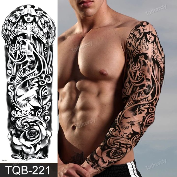 full%20arm%20temporary%20tattoos%20large%20totem%20tribal%20big%20sleeve%20tattoo%20sticker%20body%20art%20sexy%20dragon%20tiger%20lion%20king%20tattoo%20designs%20men%20-%20Image%203