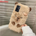 Ins Korean Cute 3D Capybara Soft Case For OPPO Realme C55 C53 C35 C30 C25Y C21 C17 C15 C12 C11 10T 10 9 8 7 6 5 Furry Fur Covers. 