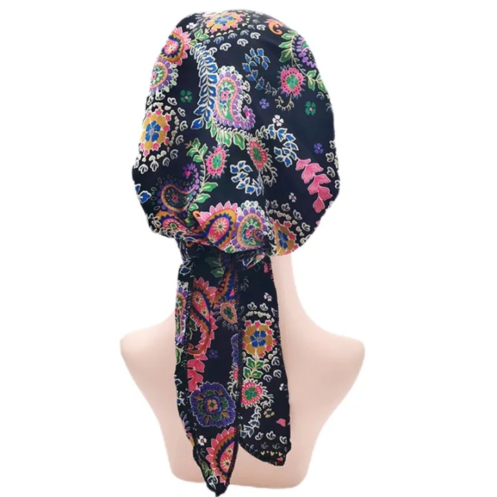 1PCS%20Women%20Muslim%20Flower%20Floral%20Print%20Hijab%20Hat%20Turban%20Cap%20Cover%20Hair%20Head%20Scarf%20Wrap%20Pre-Tied%20Headwear%20Black%20Strech%20Bandana%20-%20Image%206