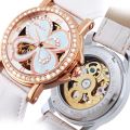 EPOZZ Butterfly hollow Women Automatic Mechanical watches Ladies clock White Leather Arabic numeral Skeleton relogio feminino.