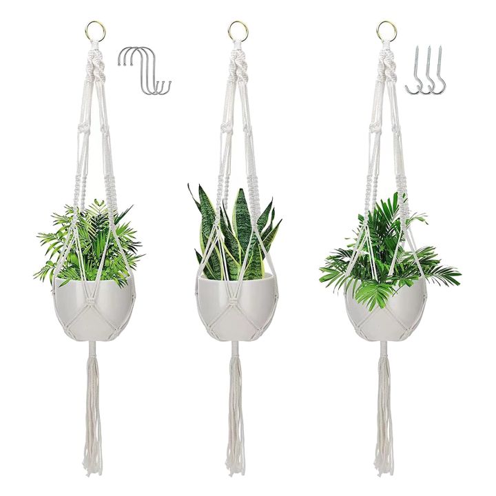 Large, Hanging Plant Holder for Indoor Plants with 3 Hooks,Handmade