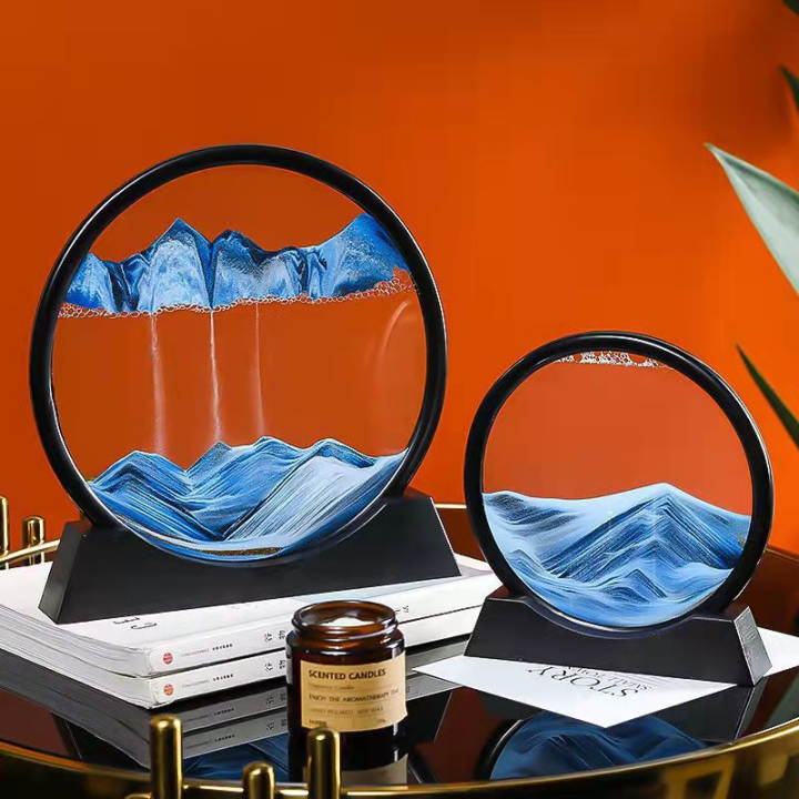 3d Moving Sand Art Painting Deep Sea Sandscape Flowing Sand Art Hourglass Rectangle Glass Home Decor