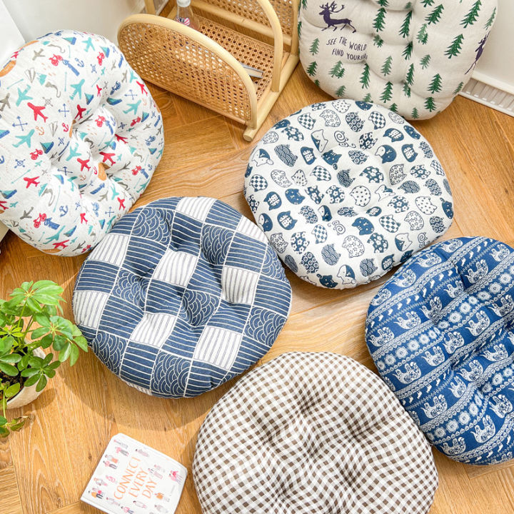 Cotton and linen round chair cushion simple futon thickened tatami flooring office home sitting cushion chair cushion