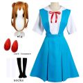 Rei Ayanami Cosplay Costume Asuka Langley Soryu Cosplay Girl Women School Uniform Dresses Wig Hair Clips Halloween Loli Clothing. 