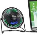LED USB Fan Clock Ventilador usb led mini Fan Desk Fan with Clock and Temperature Display 6 inch Gadget Cooling Fan. 