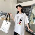 【Plus Size/M-5XL/5Colors Oversized Korean Style Women T-shirt Half Short Sleeves BIg Loose Cute Disney Mickey Printed Tee Summer Maternity T-shirt Round Neck Casual Top 100% Fashion Fat Size Medium-Long Length T-shirt. 