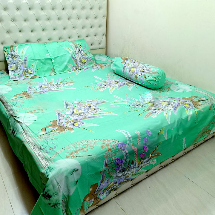 Digital Home Text King Size Bedsheet With Two Pillow Cover
