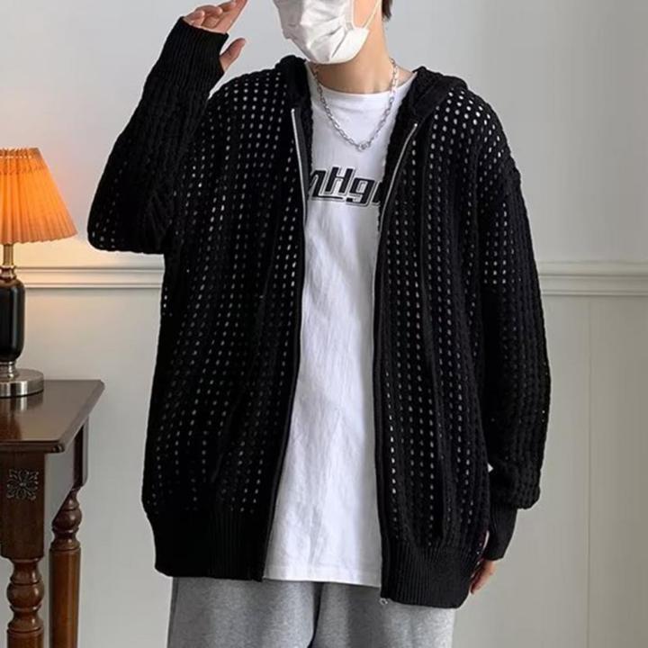 %E3%80%90Alien%20Alien%E3%80%91%20Men%20Sweater%20Long%20Sleeve%20Zipper%20Closure%20Solid%20Color%20Hollow-out%20Design%20Super%20Soft%20Decorative%20Polyester%20Men%20Hooded%20Sweater%20Coat%20-%20Image%205