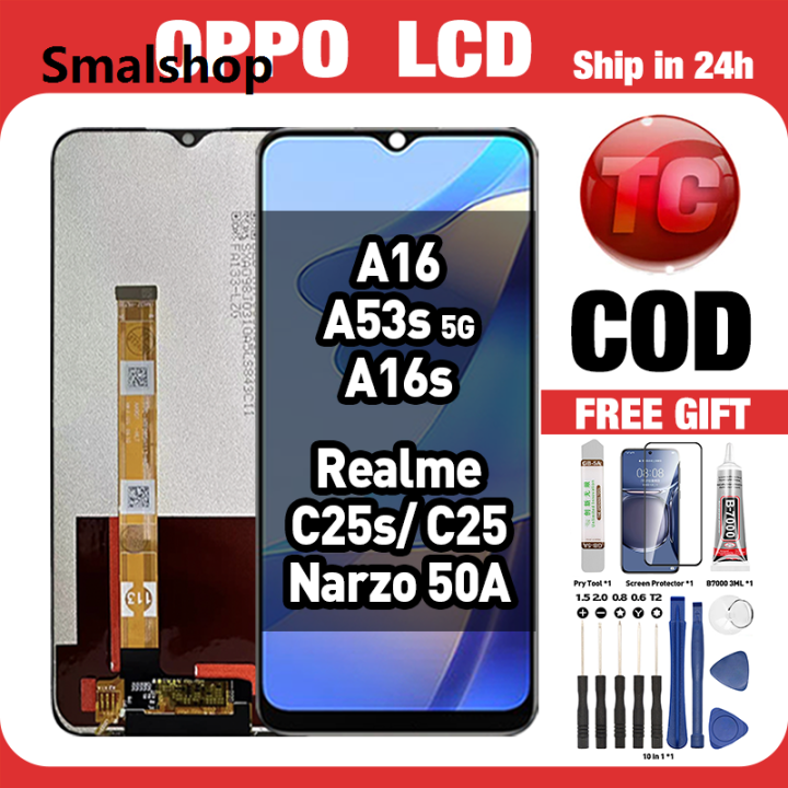 Smalshop LCD OPPO A16/ A16s/ A53s 5G/ REALME C25s/ C25/ Narzo 50A Compatible For Original Glass Touch Screen Digitizer