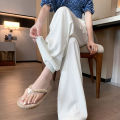 Women's Narrow Wide-Leg Pants Straight Sports Pants2023Spring and Summer New Small High Waist Drooping White Casual Pants.